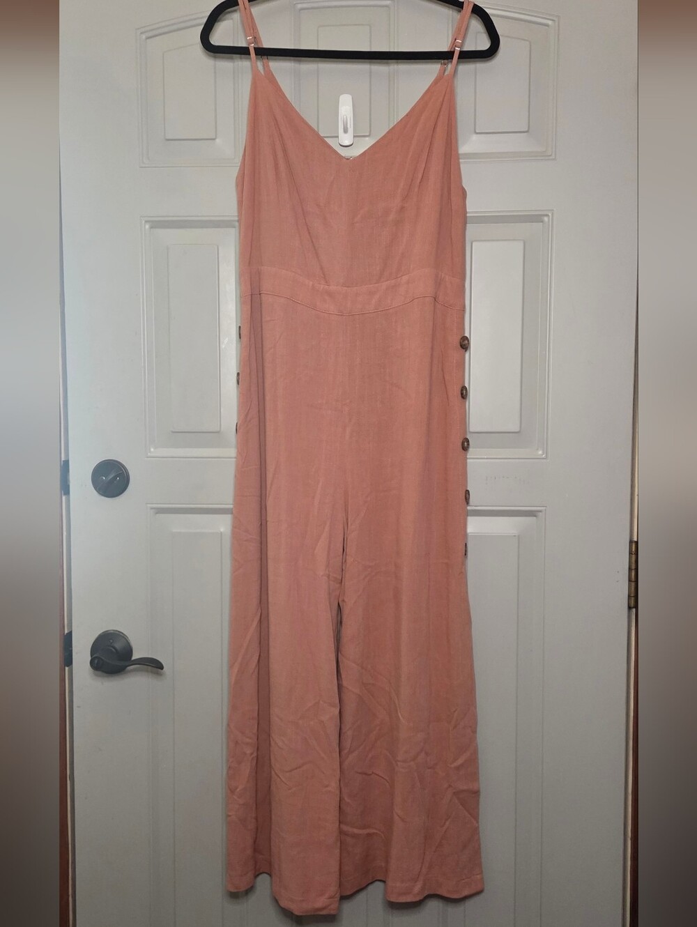 Umgee Blush Pink Wide-Leg Button-Side Jumpsuit